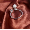 Roman Marriage Diaong RIng Big Pearl Pendant 925 Silver Ring